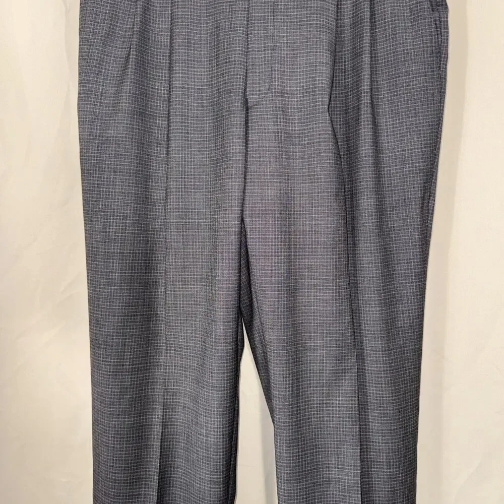 Lauren Ralph Lauren Men’s Wool Dress Slacks Gray Glen Check Pleated 38W 32L